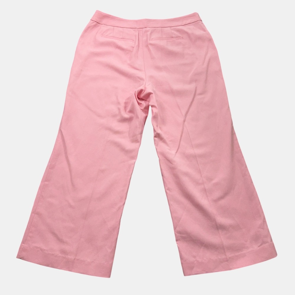 Talbots Greenwich Pant 12P Pink Wide Leg Linen Blend High Rise Cropped Coastal - Picture 2 of 12